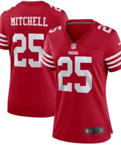 Alternative view of Elijah Mitchell San Francisco 49ers Nike Women's Team Player Game Jersey - Scarlet