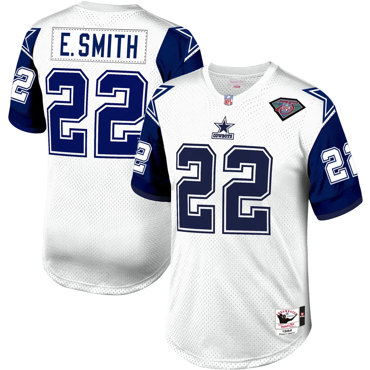 Emmitt Smith Dallas Cowboys Mitchell & Ness 1994 Retired Player Jersey - White/Navy