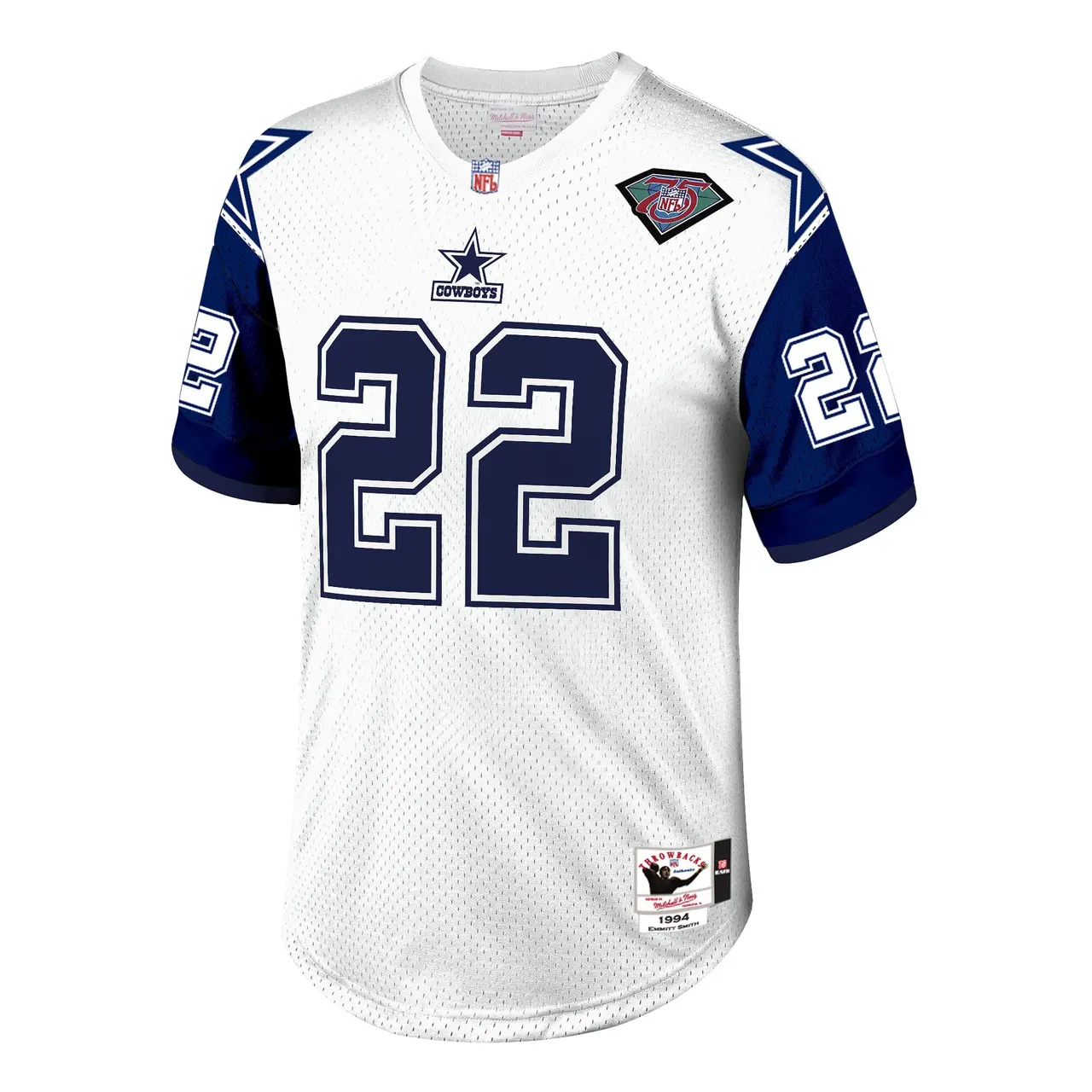 Emmitt Smith Dallas Cowboys Mitchell & Ness 1994 Retired Player Jersey - White/Navy - Image 3