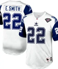 Alternative view of Emmitt Smith Dallas Cowboys Mitchell & Ness 1994 Retired Player Jersey - White/Navy
