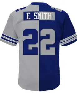 Emmitt Smith Dallas Cowboys Mitchell & Ness Big & Tall Split Legacy Retired Player Replica Jersey - Navy/Silver - Image 4