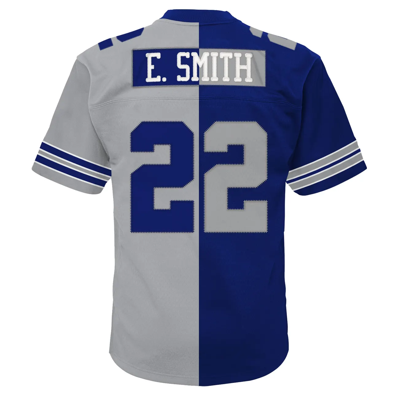 Emmitt Smith Dallas Cowboys Mitchell & Ness Big & Tall Split Legacy Retired Player Replica Jersey - Navy/Silver - Image 4