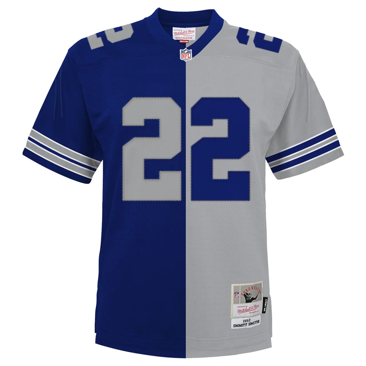 Emmitt Smith Dallas Cowboys Mitchell & Ness Big & Tall Split Legacy Retired Player Replica Jersey - Navy/Silver - Image 3