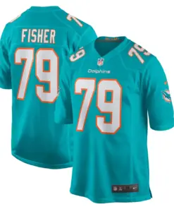 Alternative view of Eric Fisher Miami Dolphins Nike Home Game Player Jersey - Aqua