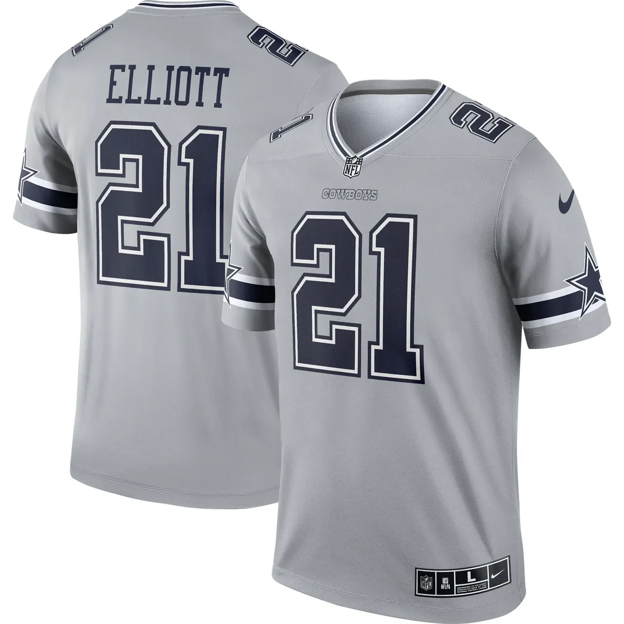 Ezekiel Elliott Dallas Cowboys Nike Inverted Legend Jersey - Gray - Image 2