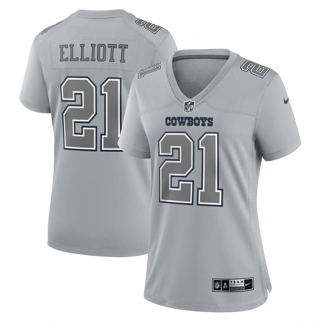 Ezekiel Elliott Dallas Cowboys Nike Women's Atmosphere Fashion Game Jersey - Gray - Image 2