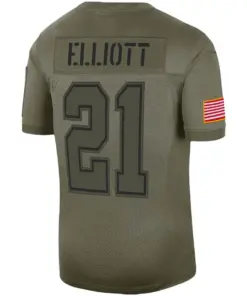 Ezekiel Elliott Dallas Cowboys Nike Youth 2019 Salute to Service Game Jersey - Olive - Image 3