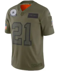 Ezekiel Elliott Dallas Cowboys Nike Youth 2019 Salute to Service Game Jersey - Olive - Image 2