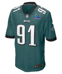 Fletcher Cox Philadelphia Eagles Nike Super Bowl LVII Patch Game Jersey - Midnight Green - Image 3