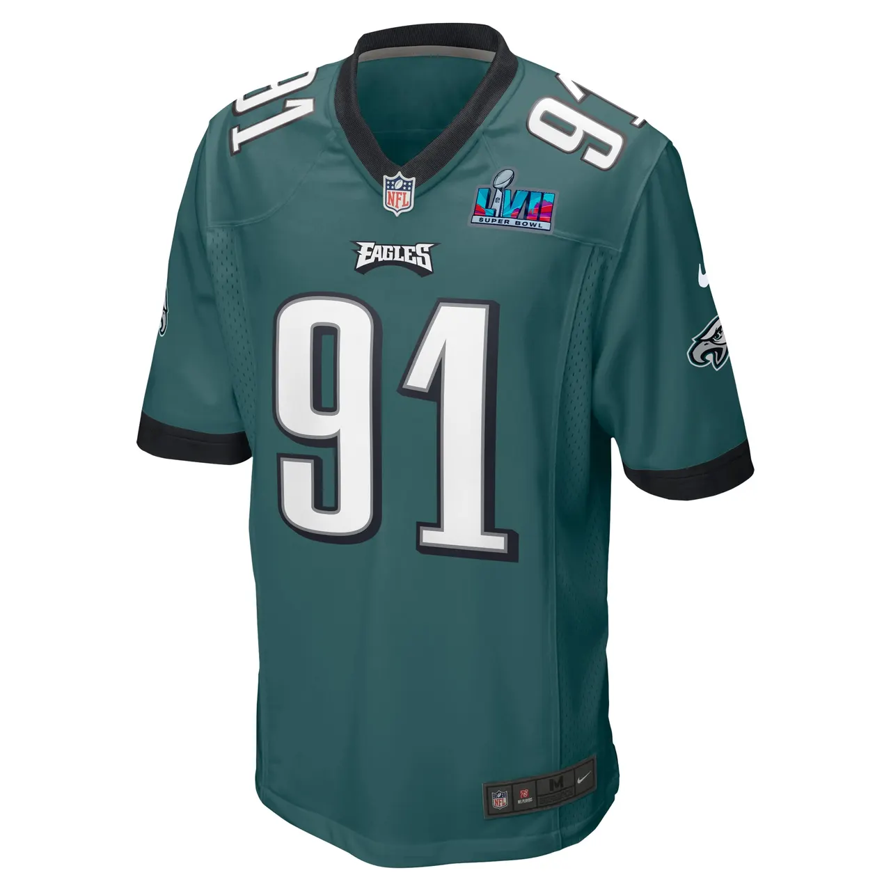 Fletcher Cox Philadelphia Eagles Nike Super Bowl LVII Patch Game Jersey - Midnight Green - Image 3