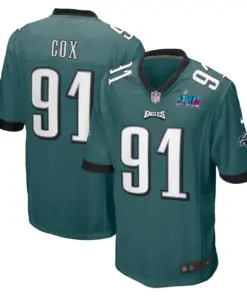 Fletcher Cox Philadelphia Eagles Nike Super Bowl LVII Patch Game Jersey - Midnight Green - Image 2