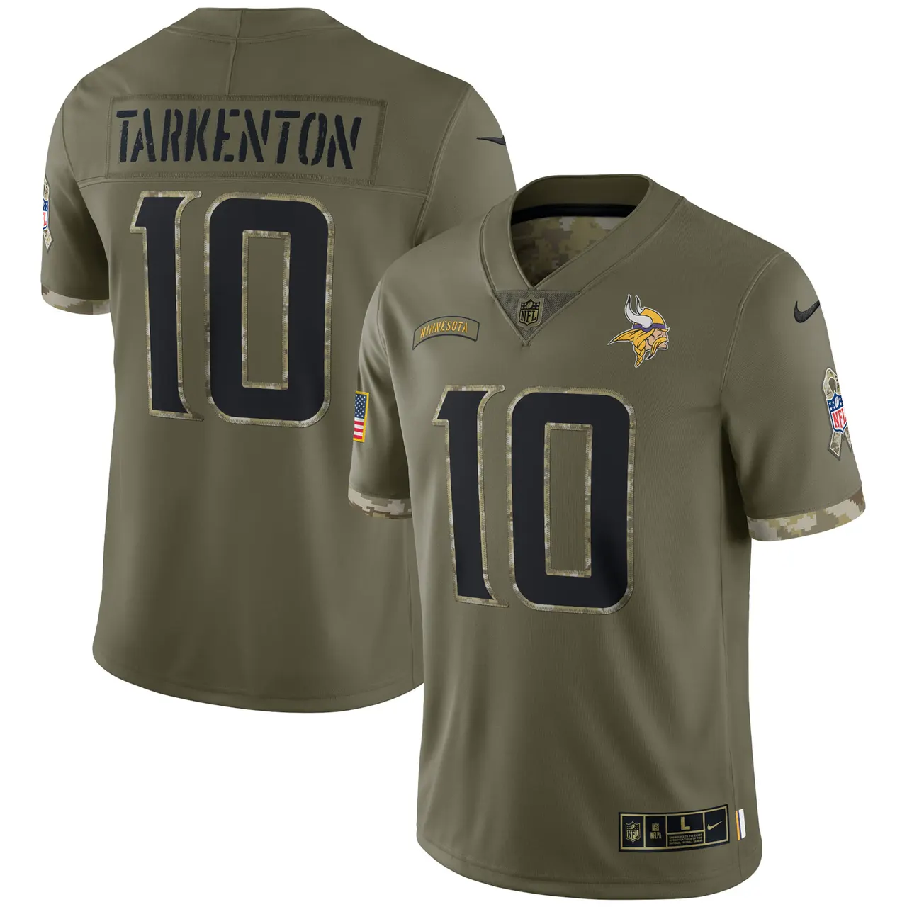 Fran Tarkenton Minnesota Vikings Nike 2022 Salute to Service Retired Player Limited Jersey - Olive