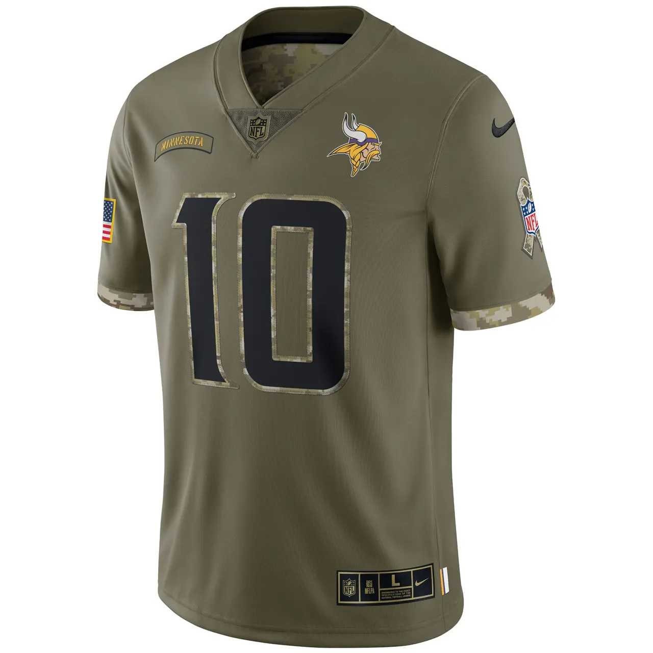Fran Tarkenton Minnesota Vikings Nike 2022 Salute to Service Retired Player Limited Jersey - Olive - Image 3