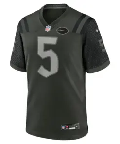 Alternative view of Garrett Wilson New York Jets Nike 2025 Rivalries Collection Game Jersey - Gotham Green