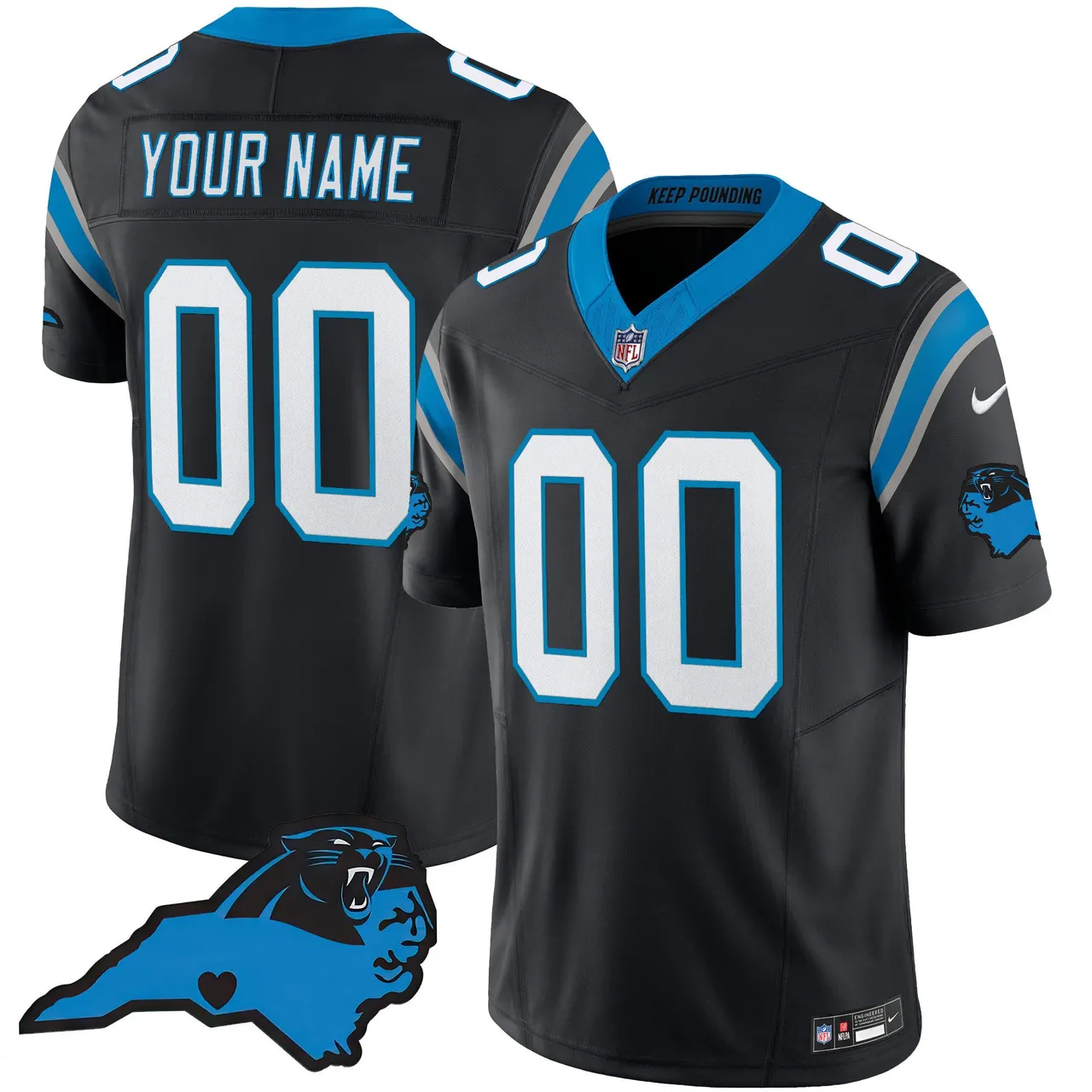 Carolina Panthers Nike Patch Vapor Custom Limited Stitched Jersey All Stitched - Anthracite - Image 3