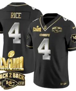 Kansas City Chiefs Nike Super Bowl LVIII Back 2 Back Gold Patch Vapor Stitched Jersey - Black - Image 7