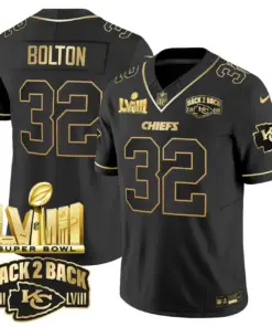 Kansas City Chiefs Nike Super Bowl LVIII Back 2 Back Gold Patch Vapor Stitched Jersey - Black - Image 13