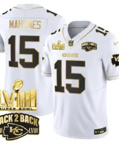 Kansas City Chiefs Nike Super Bowl LVIII Back 2 Back Gold Patch Vapor Stitched Jersey - Black - Image 15