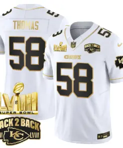 Kansas City Chiefs Nike Super Bowl LVIII Back 2 Back Gold Patch Vapor Stitched Jersey - Black - Image 17