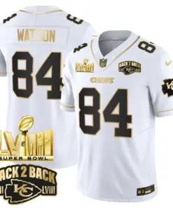Kansas City Chiefs Nike Super Bowl LVIII Back 2 Back Gold Patch Vapor Stitched Jersey - Black - Image 19