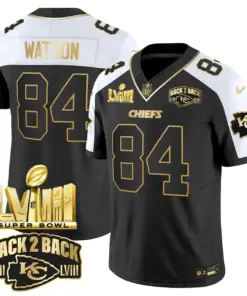 Kansas City Chiefs Nike Super Bowl LVIII Back 2 Back Gold Patch Vapor Stitched Jersey - Black - Image 26