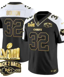 Kansas City Chiefs Nike Super Bowl LVIII Back 2 Back Gold Patch Vapor Stitched Jersey - Black - Image 27