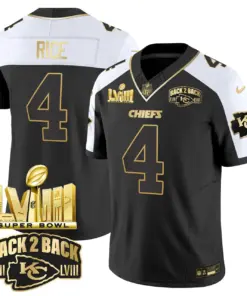 Kansas City Chiefs Nike Super Bowl LVIII Back 2 Back Gold Patch Vapor Stitched Jersey - Black - Image 28