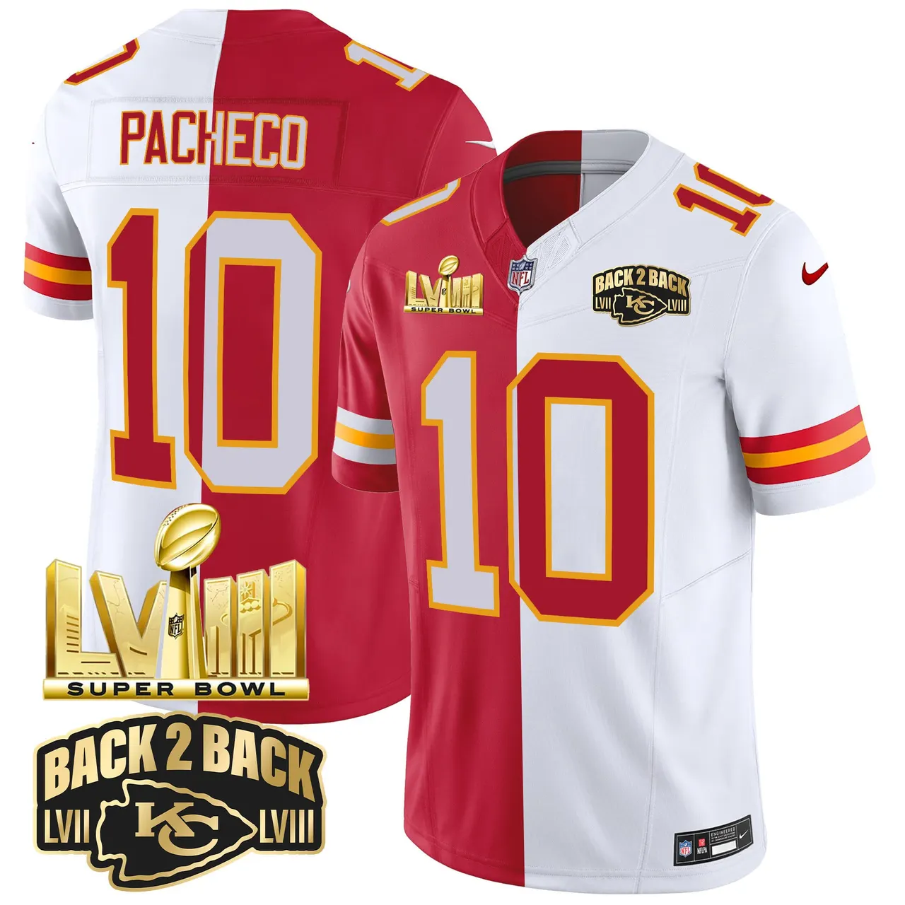 Kansas City Chiefs Nike Super Bowl LVIII Back 2 Back Gold Patch Vapor Stitched Jersey - Black - Image 32