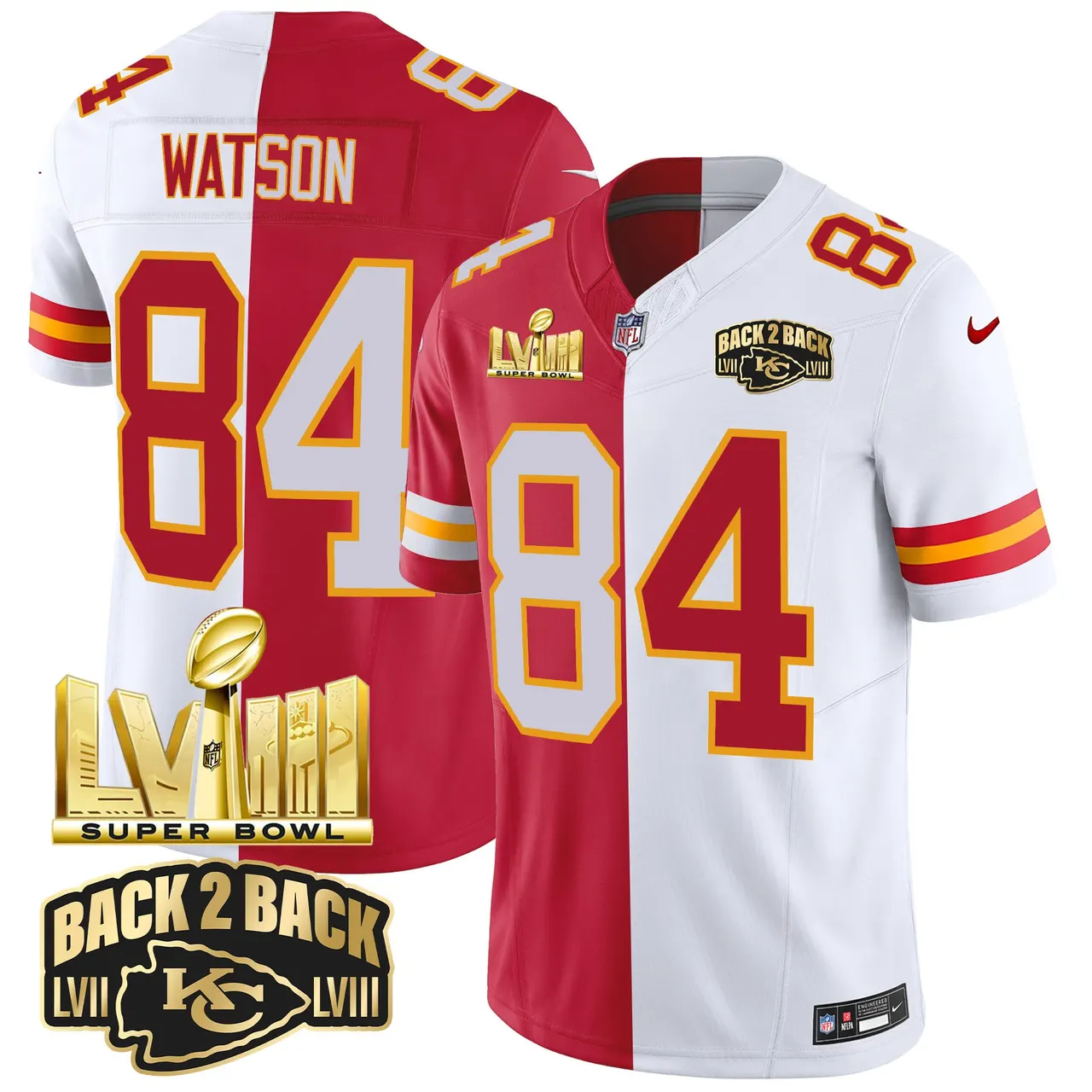Kansas City Chiefs Nike Super Bowl LVIII Back 2 Back Gold Patch Vapor Stitched Jersey - Black - Image 33