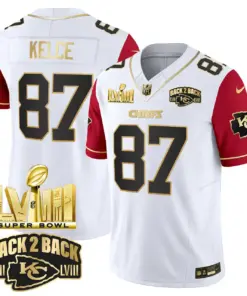 Kansas City Chiefs Nike Super Bowl LVIII Back 2 Back Gold Patch Vapor Stitched Jersey - Black - Image 37