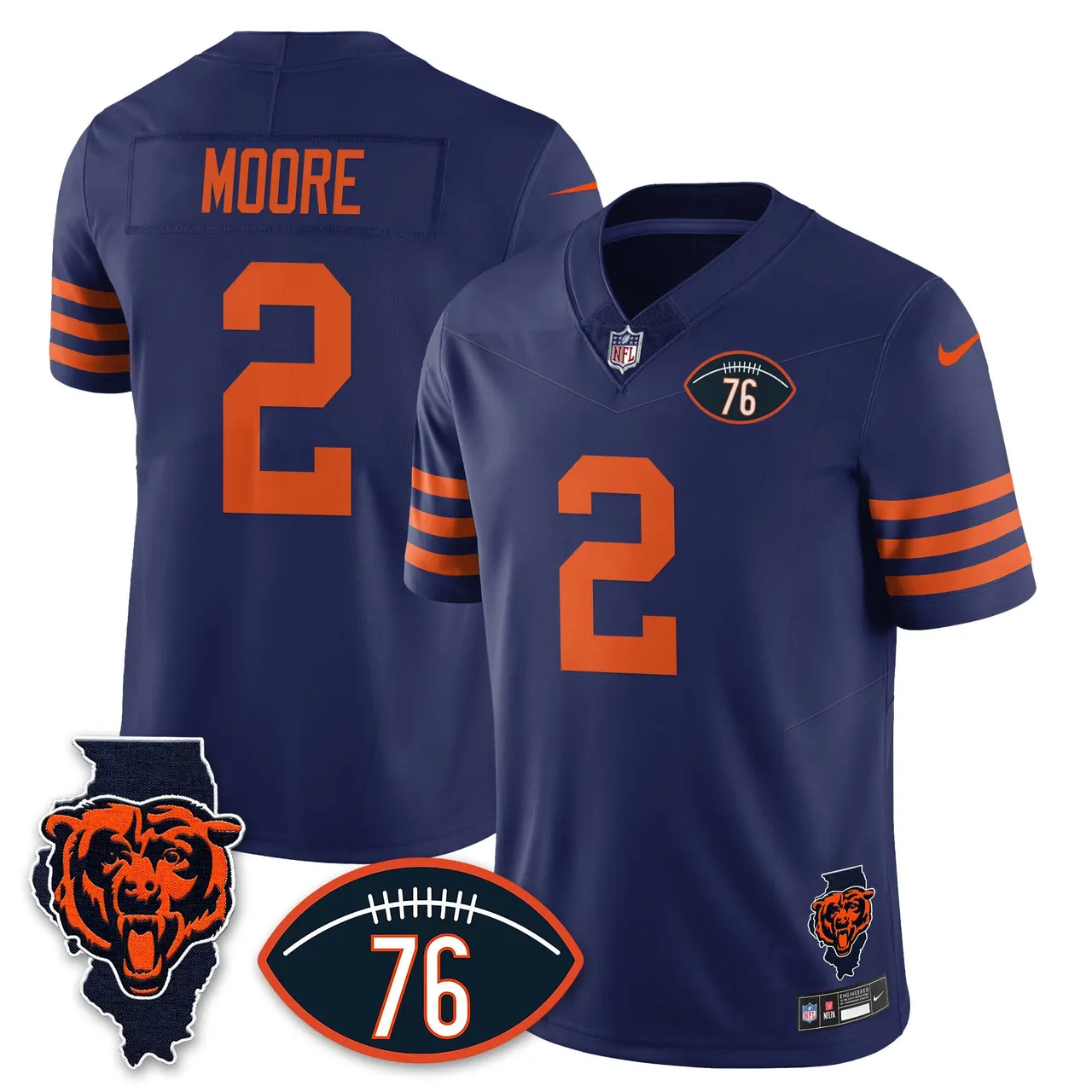 Honor Steve McMichael Chicago Bears Nike Custom Stitched Jersey - Navy - Image 2