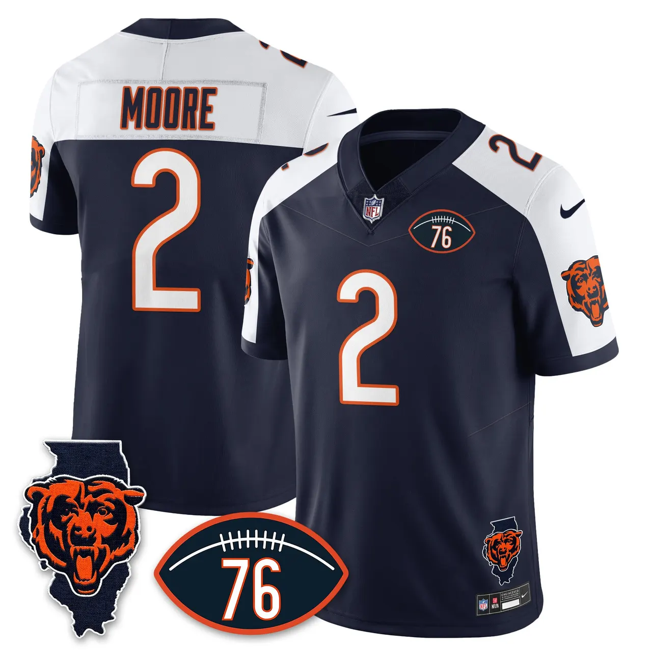 Honor Steve McMichael Chicago Bears Nike Custom Stitched Jersey - Navy - Image 3