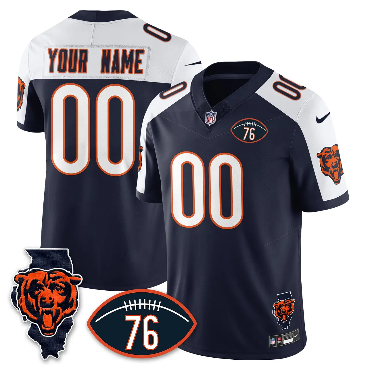 Honor Steve McMichael Chicago Bears Nike Custom Stitched Jersey - Navy - Image 14
