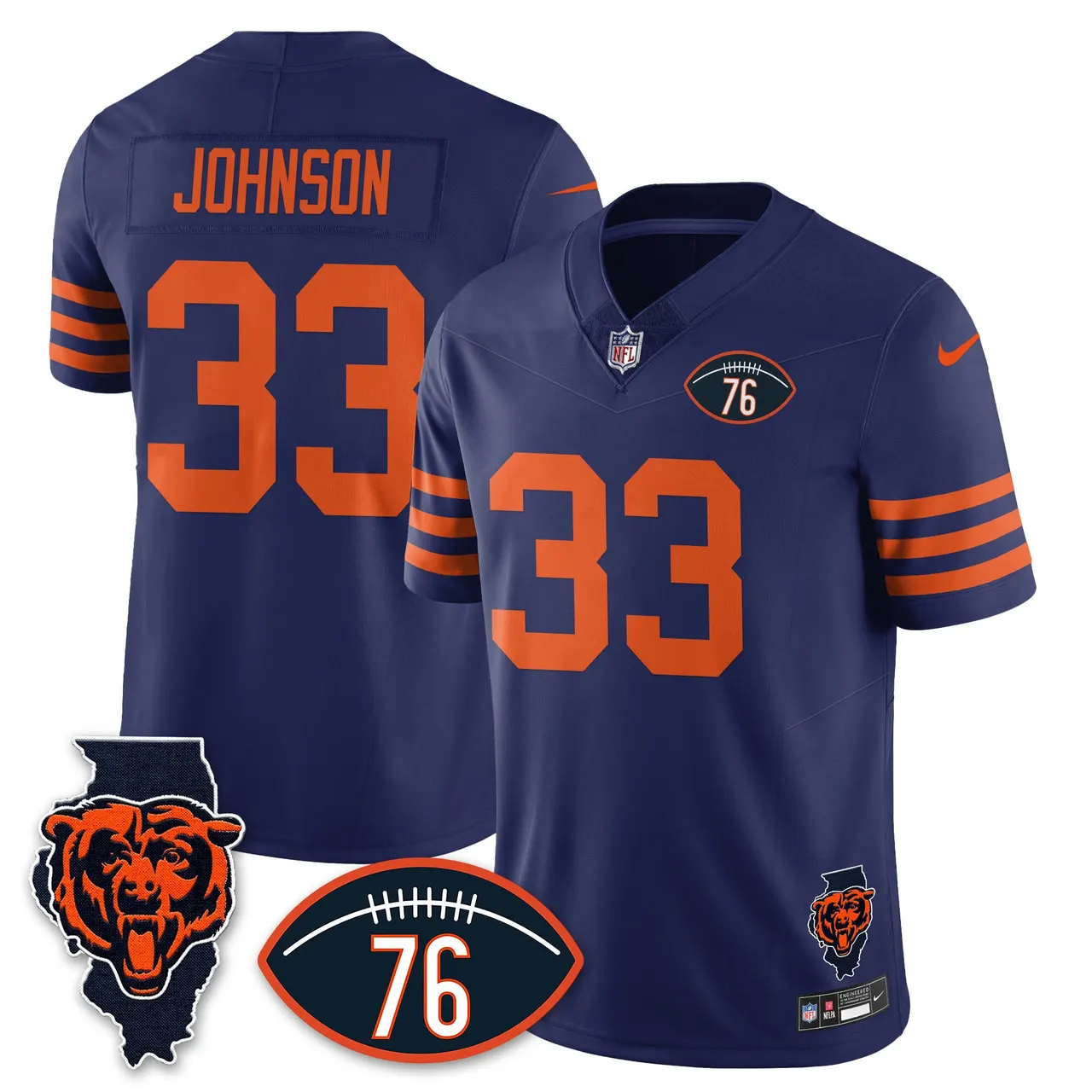 Honor Steve McMichael Chicago Bears Nike Custom Stitched Jersey - Navy - Image 15