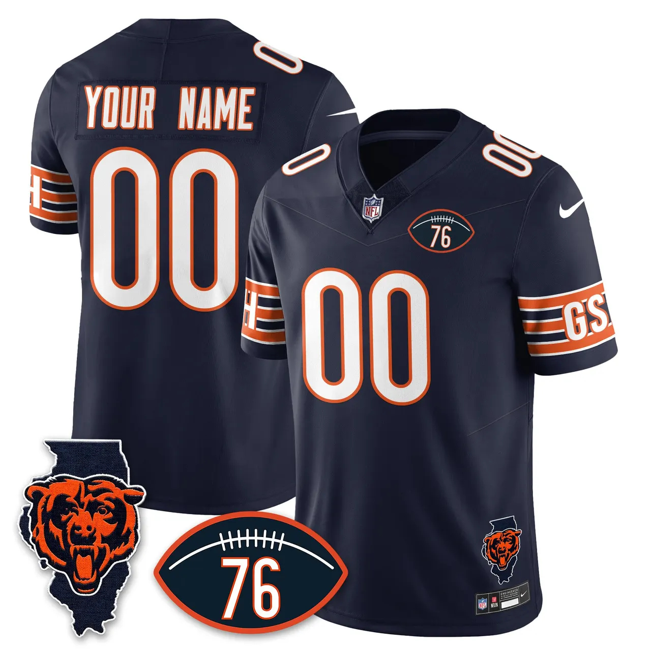 Honor Steve McMichael Chicago Bears Nike Custom Stitched Jersey - Navy - Image 22