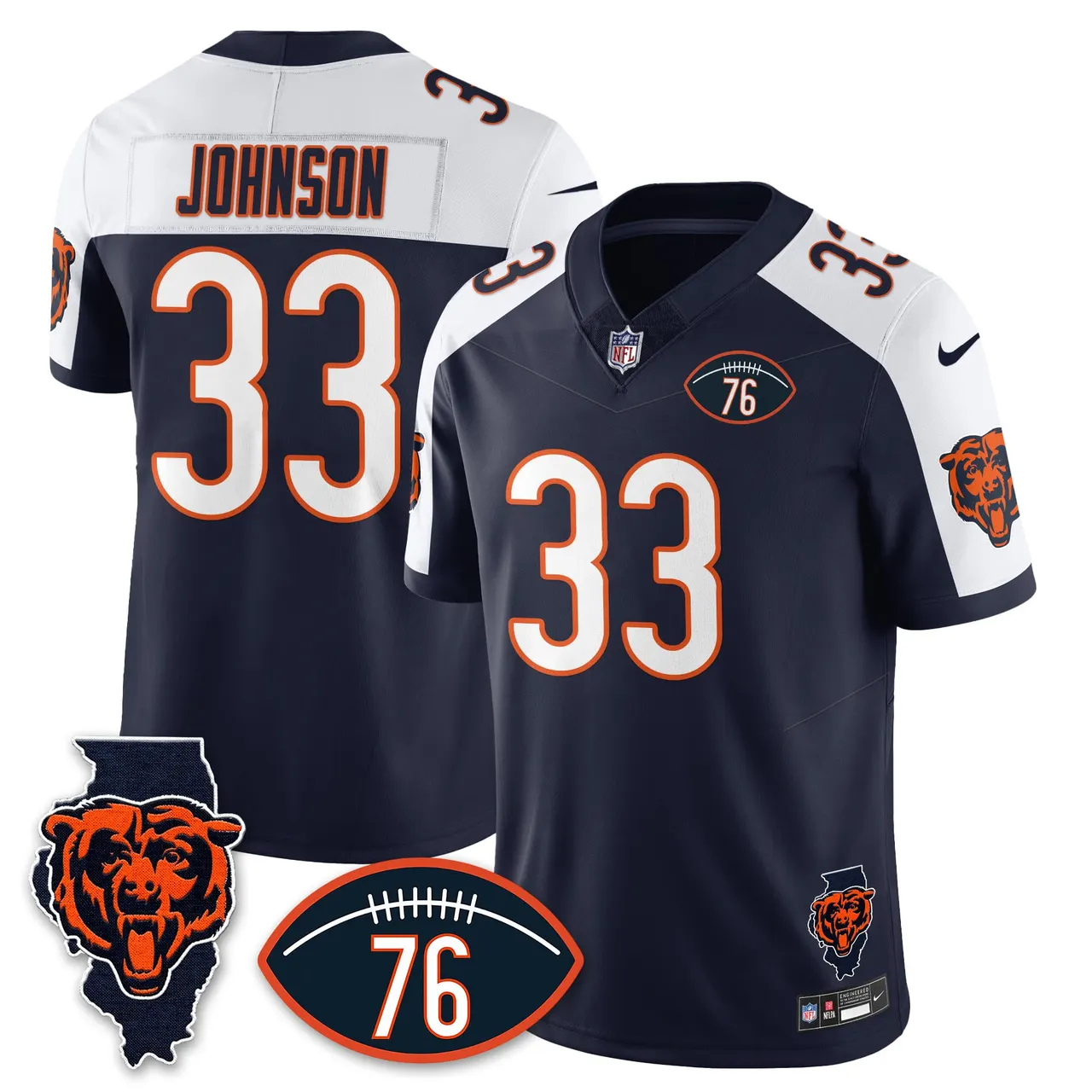 Honor Steve McMichael Chicago Bears Nike Custom Stitched Jersey - Navy - Image 23
