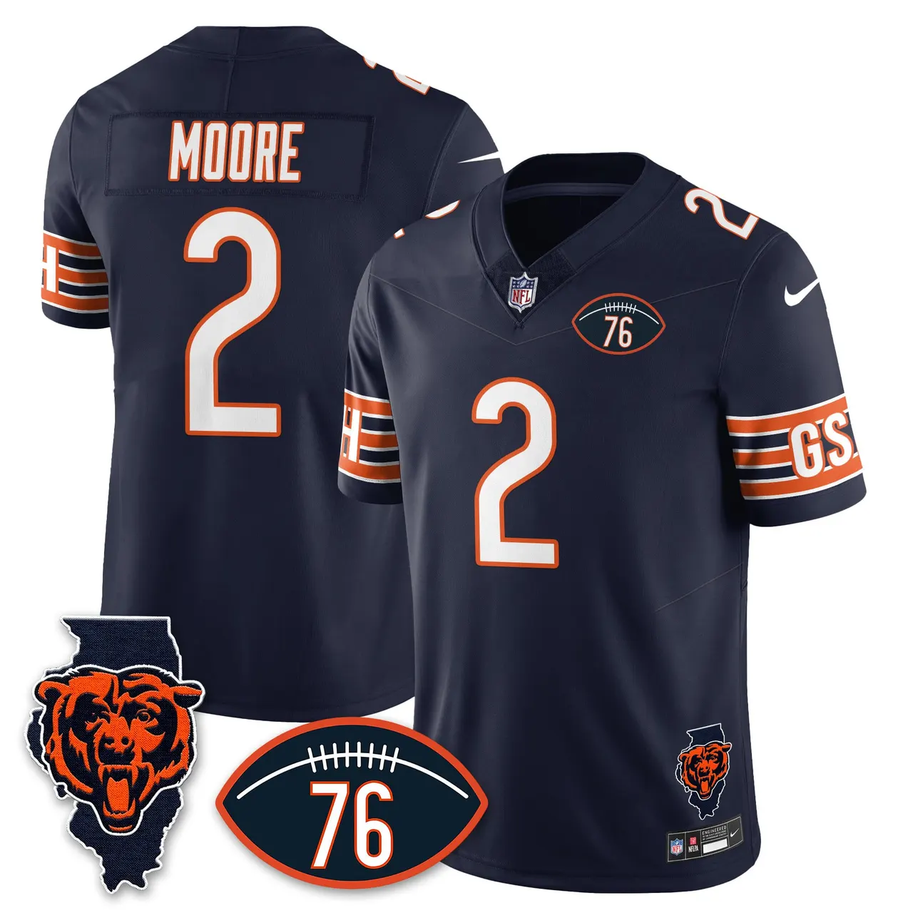 Honor Steve McMichael Chicago Bears Nike Custom Stitched Jersey - Navy - Image 24