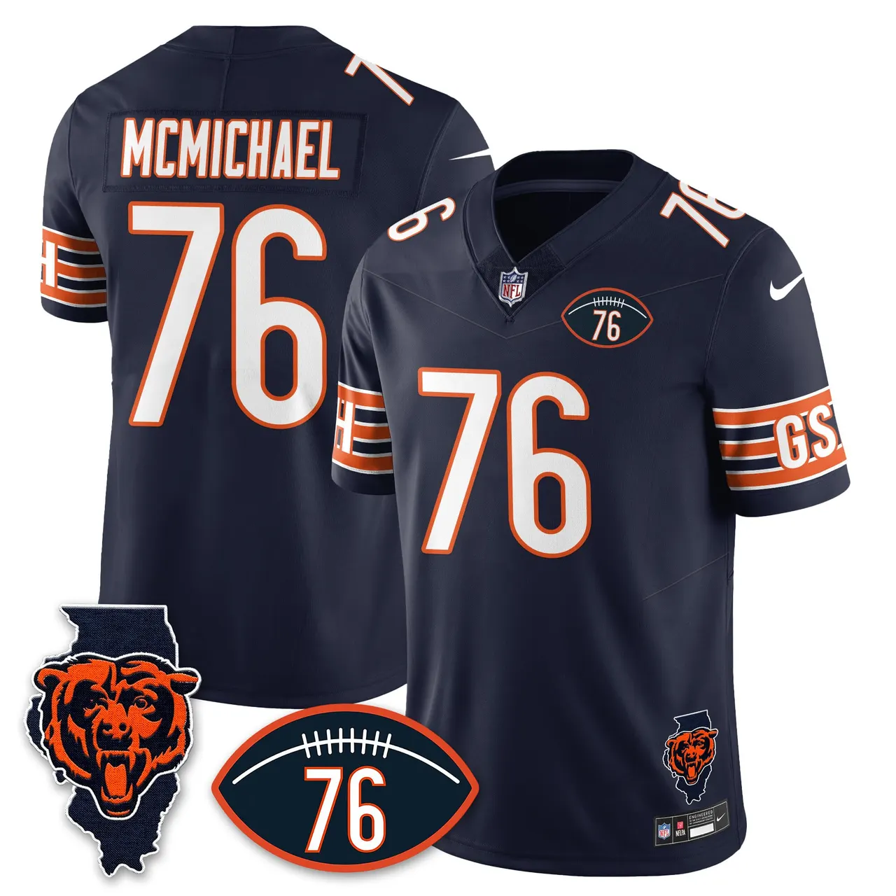 Honor Steve McMichael Chicago Bears Nike Custom Stitched Jersey - Navy - Image 29