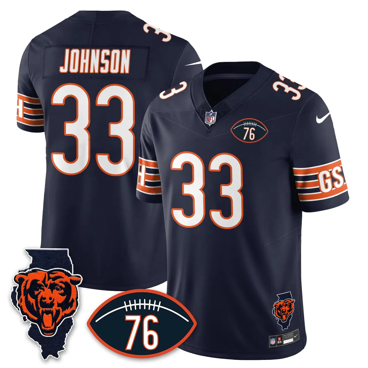 Honor Steve McMichael Chicago Bears Nike Custom Stitched Jersey - Navy - Image 37