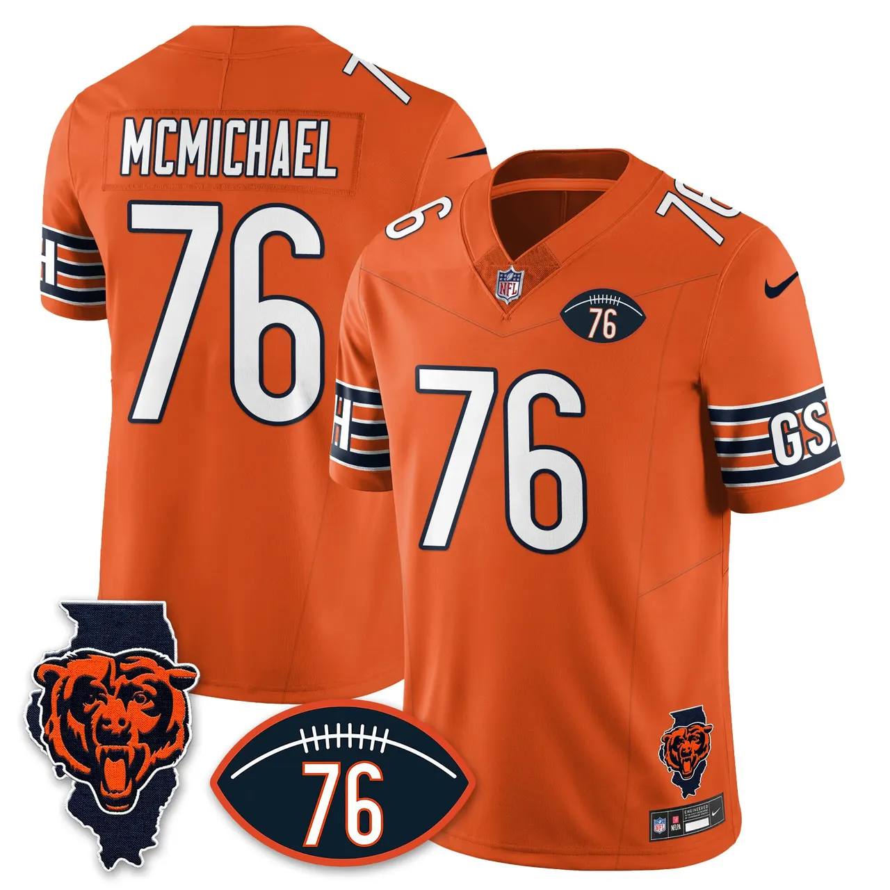 Honor Steve McMichael Chicago Bears Nike Custom Stitched Jersey - Navy - Image 38