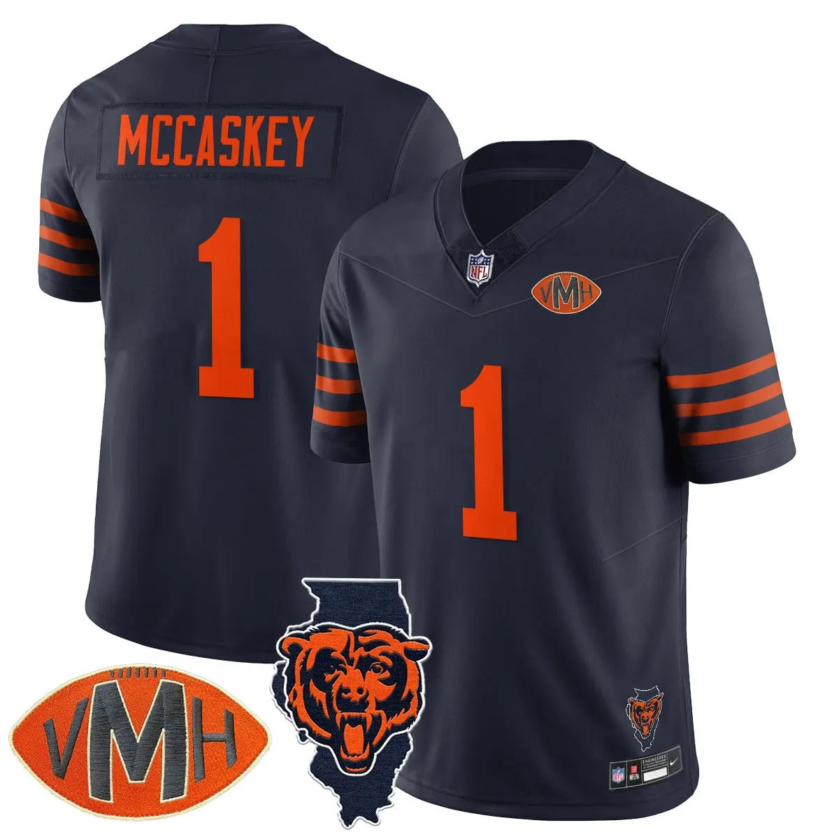 Honor Virginia Halas McCaskey Chicago Bears Nike Custom Stitched Jersey - Navy