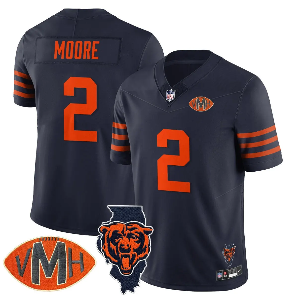 Honor Virginia Halas McCaskey Chicago Bears Nike Custom Stitched Jersey - Navy - Image 2