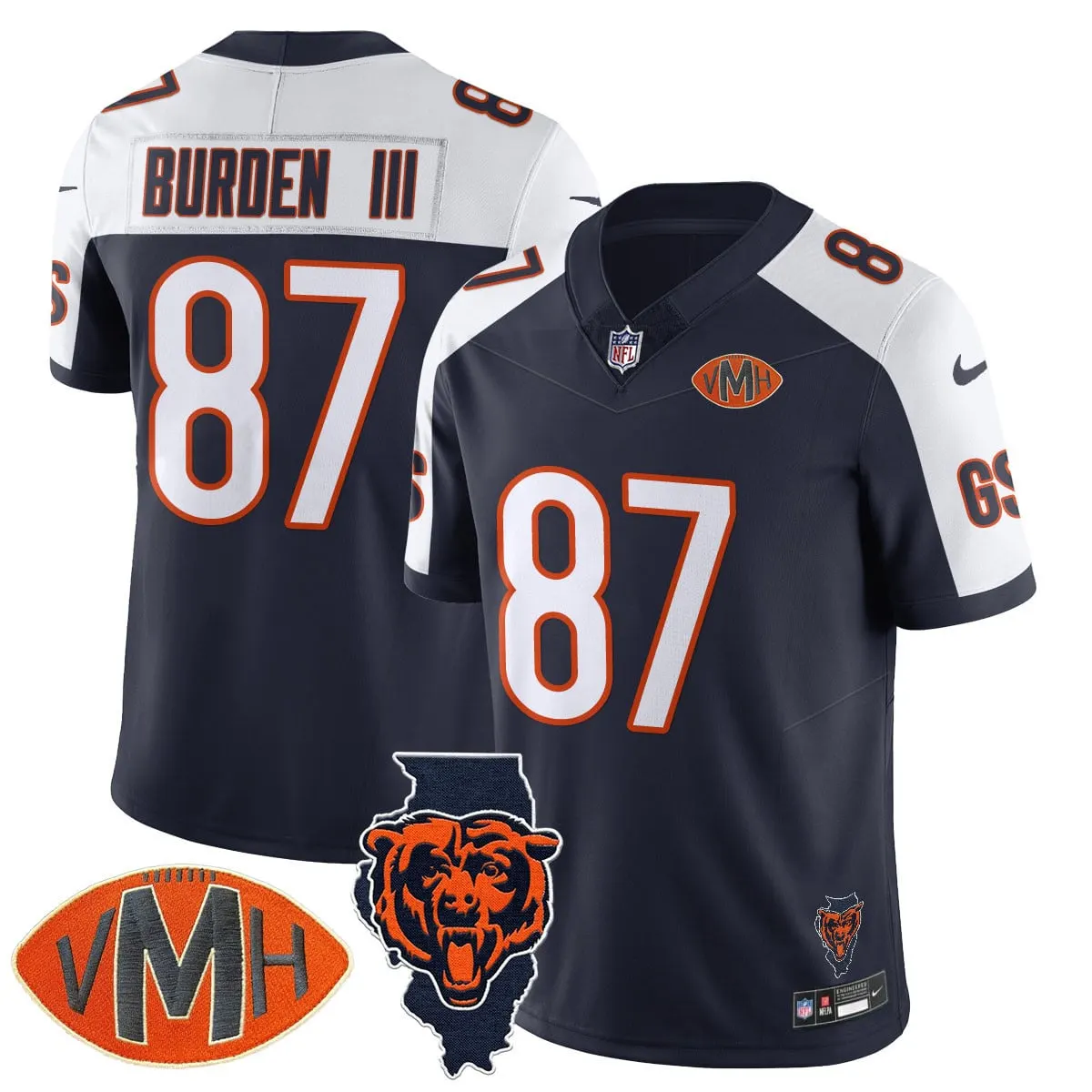 Honor Virginia Halas McCaskey Chicago Bears Nike Custom Stitched Jersey - Navy - Image 3