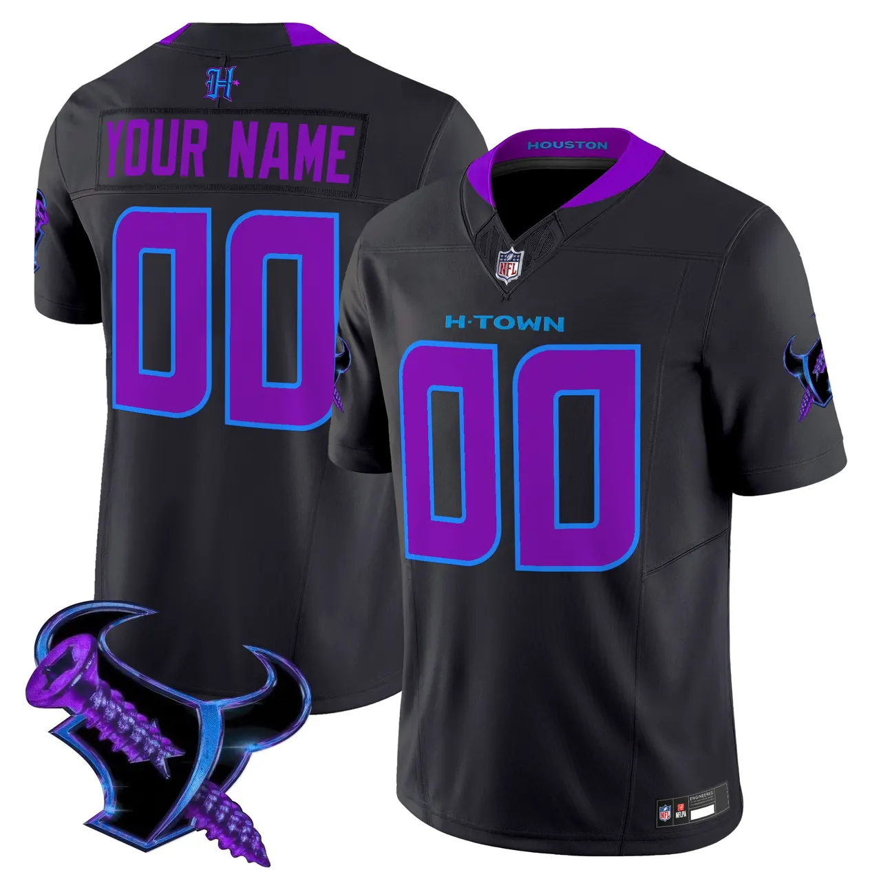 DJ Screw Houston Texans Nike 2025 Vapor Custom Limited Stitched Jersey - Powder Blue - Image 2