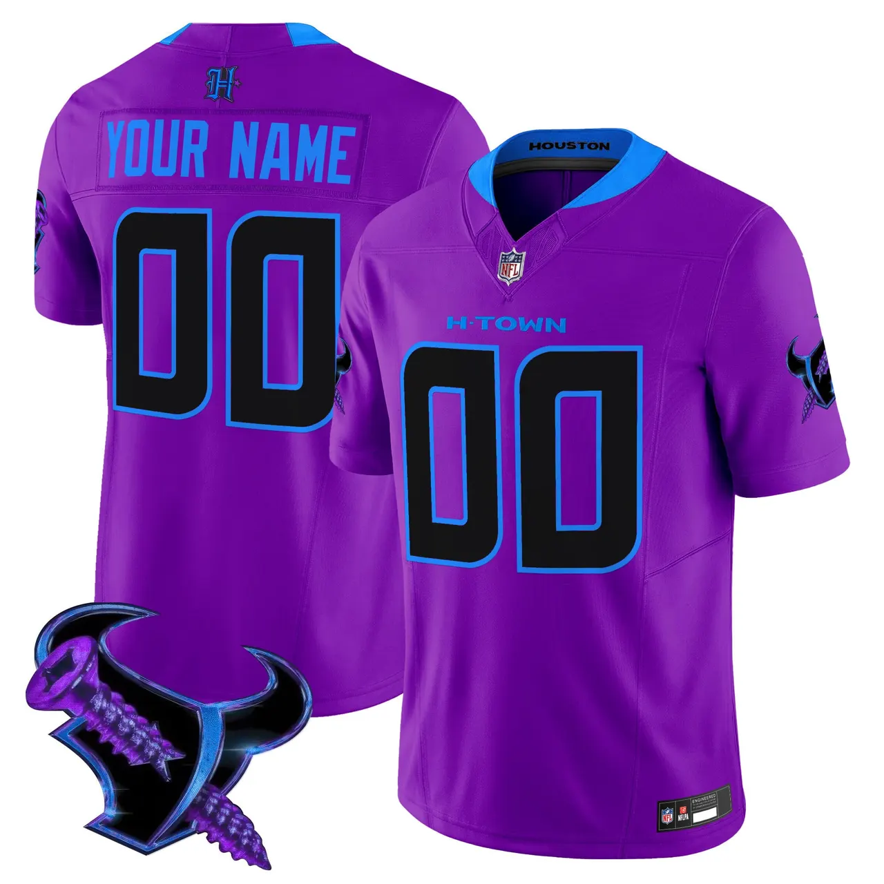 DJ Screw Houston Texans Nike 2025 Vapor Custom Limited Stitched Jersey - Powder Blue - Image 3