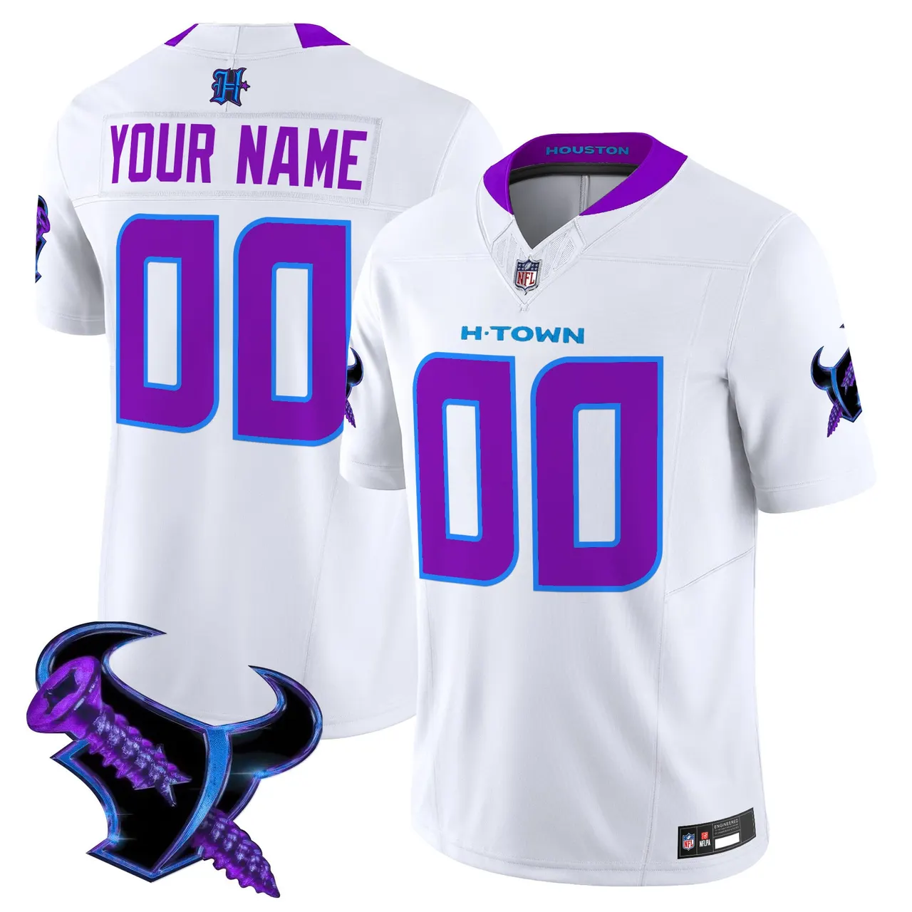 DJ Screw Houston Texans Nike 2025 Vapor Custom Limited Stitched Jersey - Powder Blue - Image 4