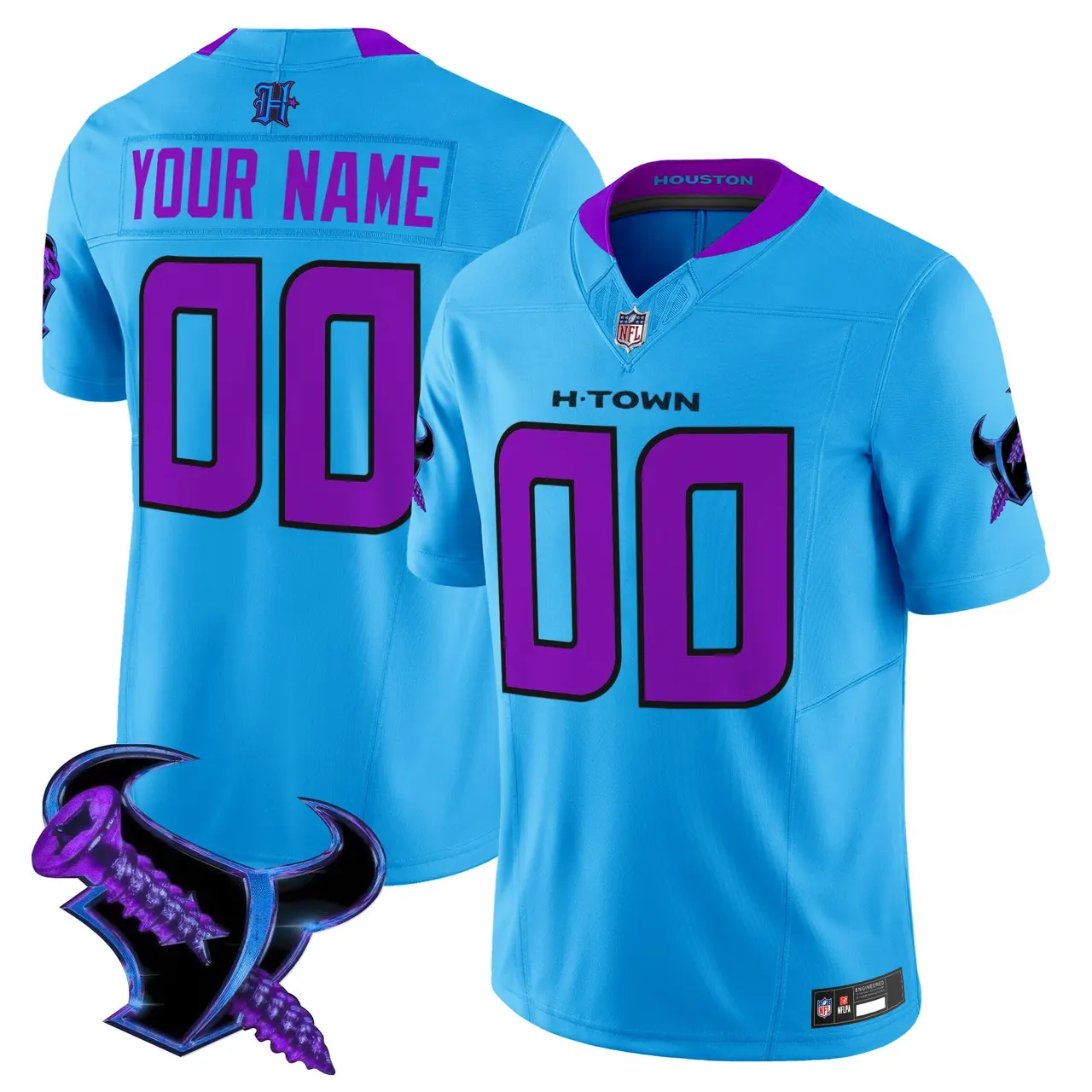 DJ Screw Houston Texans Nike 2025 Vapor Custom Limited Stitched Jersey - Powder Blue