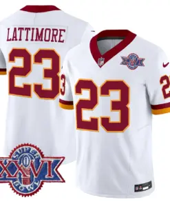 Daniels Washington Commanders Nike 1992 Throwback Super Bowl XXVI Patch Vapor Limited Stitched Jersey - White - Image 8