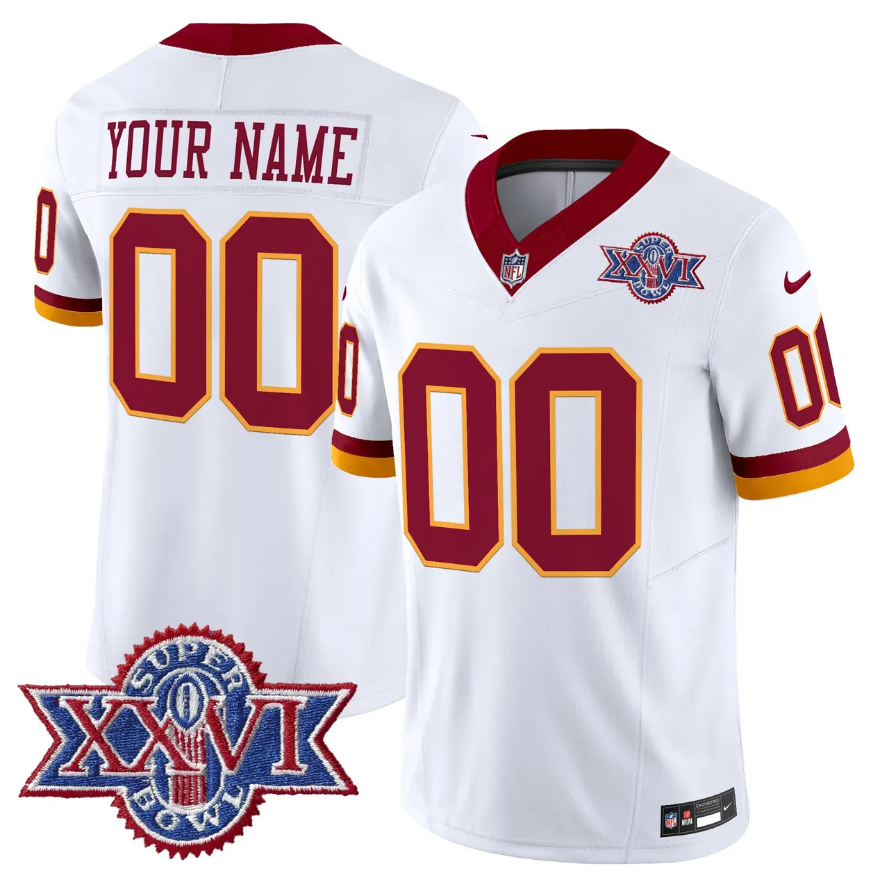 Washington Commanders Nike 1992 Throwback Super Bowl XXVI Patch Vapor Custom Limited Stitched Jersey - White