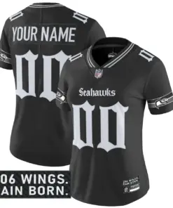 Shadows Edition' Seattle Seahawks Nike Vapor Custom Limited Stitched Jersey - Black - Image 4